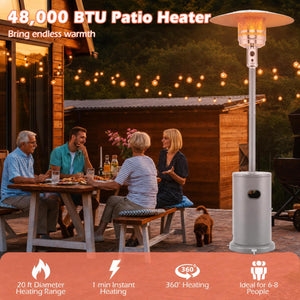 50000 BTU Propane Patio Heater with Round Table Design-Gray