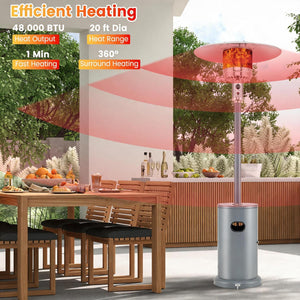 50000 BTU Propane Patio Heater with Round Table Design-Gray