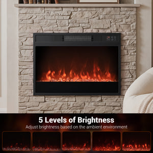 5000 BTU 23-Inch Electric Fireplace Insert with Remote Control and Brightness-Black