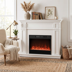 5000 BTU 23-Inch Electric Fireplace Insert with Remote Control and Brightness-Black