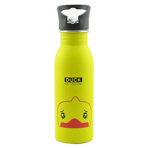500ml Cute Baby Water Cup Leak Proof Bottle With Straw Lid Children School Outdoor Drinking Bottle Training Cup Steel Sports Water Bottle Portable Sports Bottle