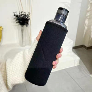 500ml Glass Water Bottle with Time Marker Transparent Milk Cup Outdoor Sports Portable Leakproof Drink Bottle with Cup Sets Water Bottle Leak-proof Time Scale Print Transparent High  Bottle for Office Water Bottle