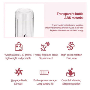 500Ml Portable Blender 6 Blades Usb Rechargeable Fresh Fruit Juice Mixer Electric Shake Cup Cute Blender Smoothie Ice Crush Cup Electric Juicer Machines Stainless Steel Blade for Smoothies Lemon Orange Lime Fruit USB Rechargeable Mixer