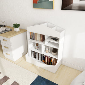 Children's Multi-Functional 7 Shelf Bookcase, Storage Display, Rack, Organizer - White by Couch.com