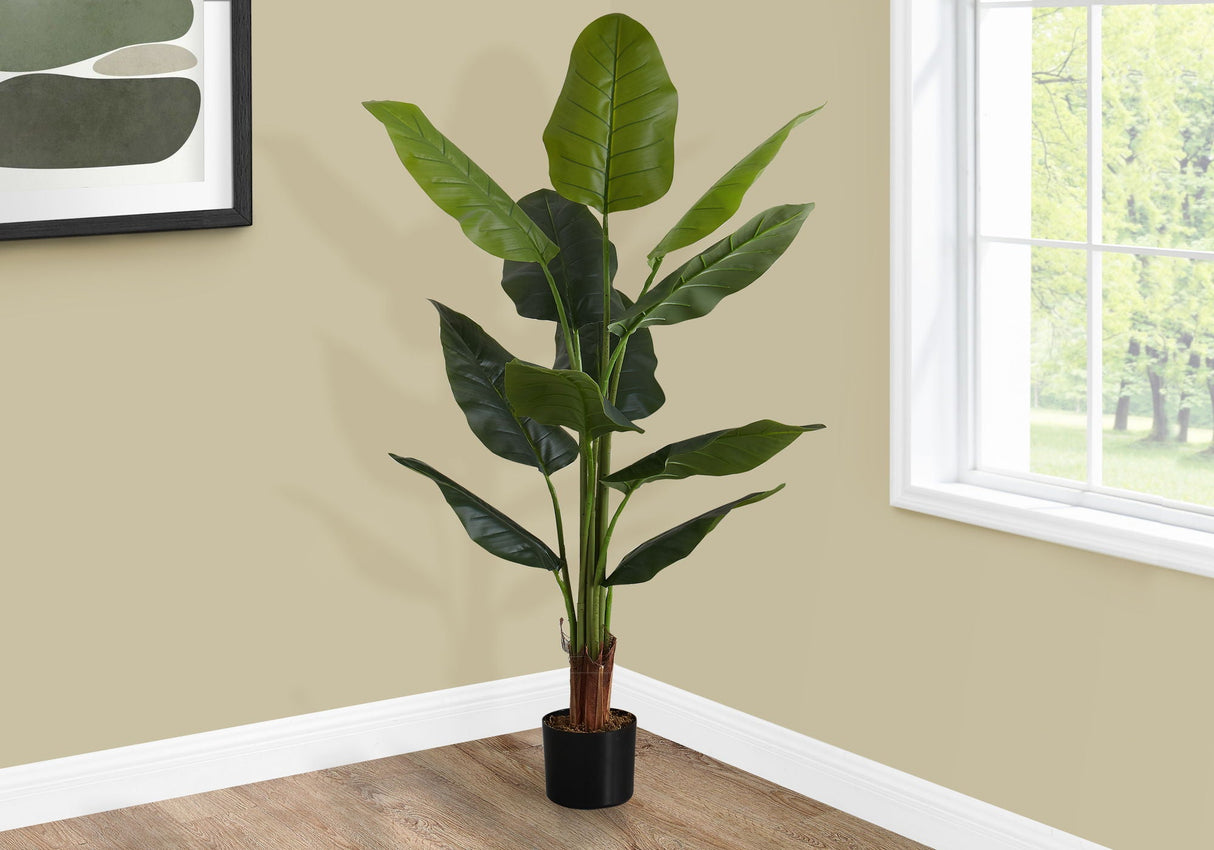 59" Tall, Artificial Plant, Strelitzia Tree, Indoor, Faux, Fake, Floor, Greenery, Potted, Real Touch, Decorative - Green / Black by Couch.com