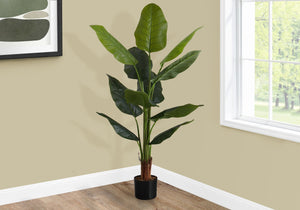 59" Tall, Artificial Plant, Strelitzia Tree, Indoor, Faux, Fake, Floor, Greenery, Potted, Real Touch, Decorative - Green / Black by Couch.com