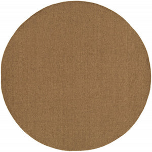 8' X 8' Tan Round Stain Resistant Indoor Outdoor Power Loomed Area Rug