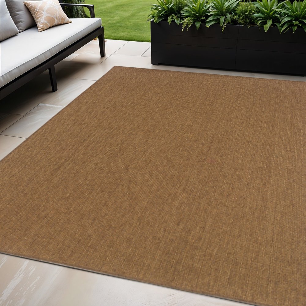 5' X 8' Tan Stain Resistant Indoor Outdoor Area Rug