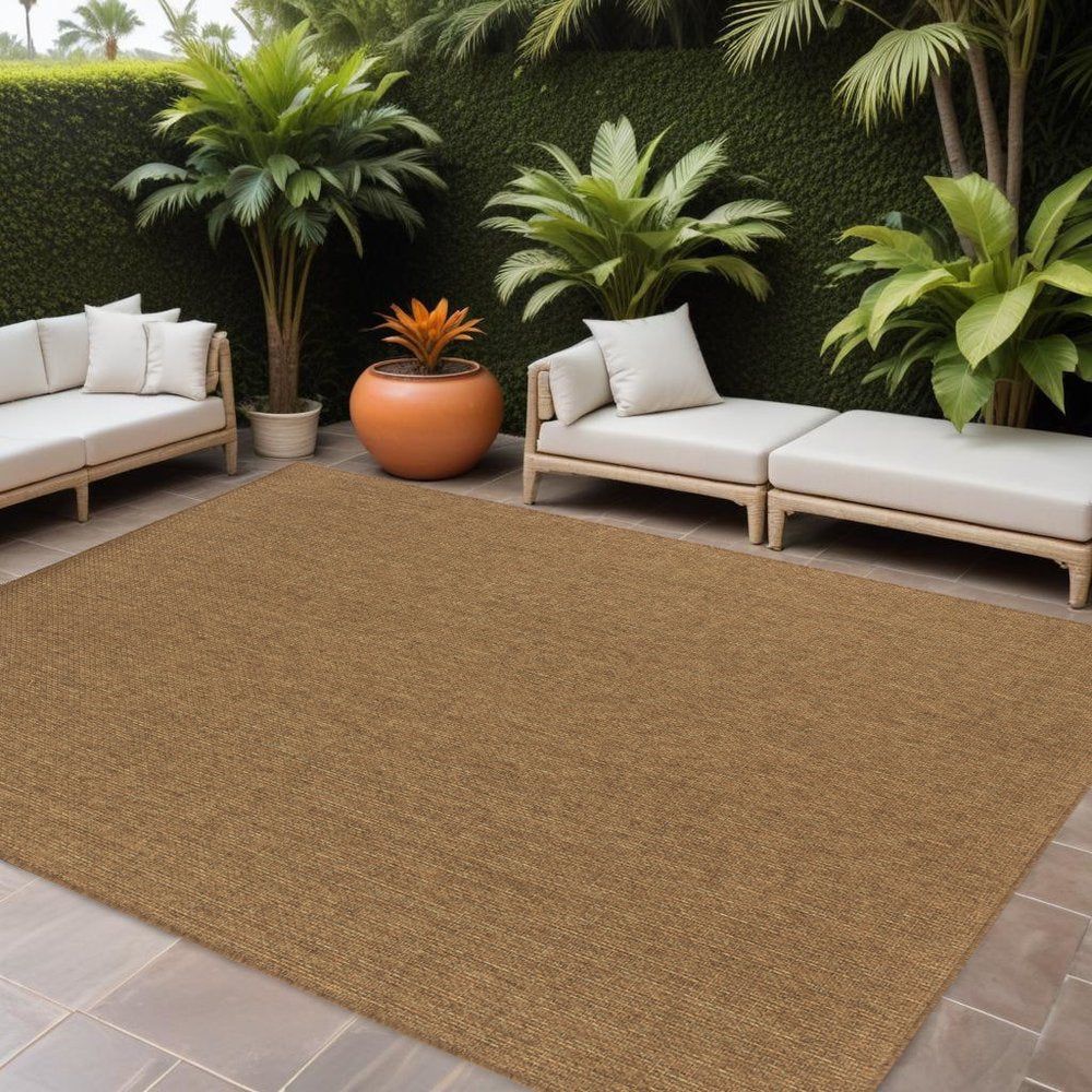 8' X 11' Tan Stain Resistant Indoor Outdoor Area Rug