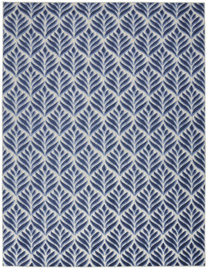 9' X 12' Blue Floral Stain Resistant Non Skid Area Rug