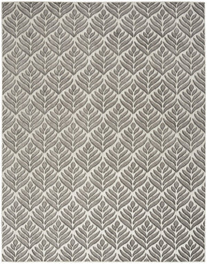 9' X 12' Charcoal Floral Stain Resistant Non Skid Area Rug
