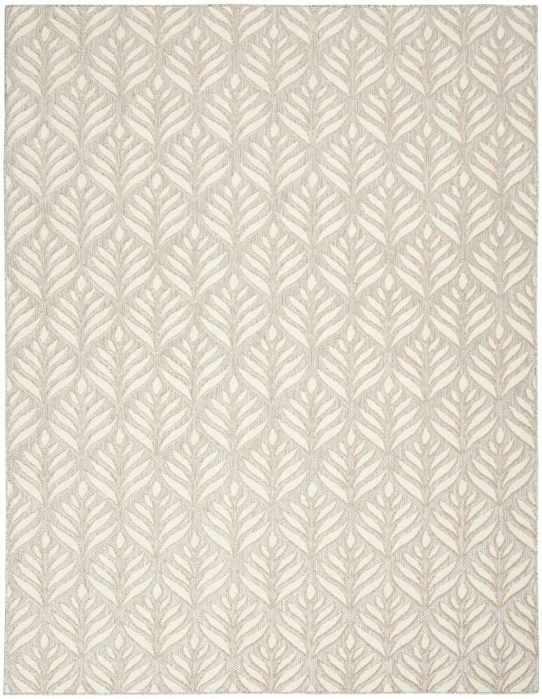 9' X 12' Ivory And Grey Floral Stain Resistant Non Skid Area Rug