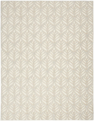 9' X 12' Ivory And Grey Floral Stain Resistant Non Skid Area Rug