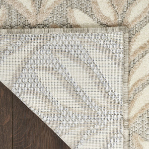 9' X 12' Ivory And Grey Floral Stain Resistant Non Skid Area Rug