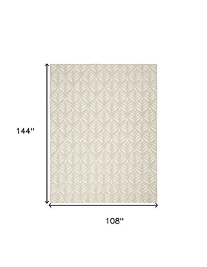 9' X 12' Ivory And Grey Floral Stain Resistant Non Skid Area Rug