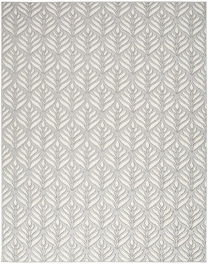 9' X 12' Grey Floral Stain Resistant Non Skid Area Rug