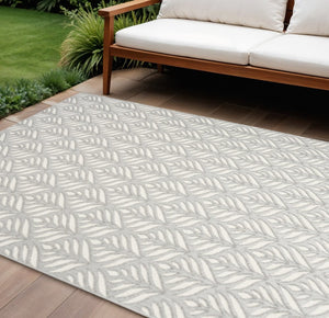 9' X 12' Grey Floral Stain Resistant Non Skid Area Rug