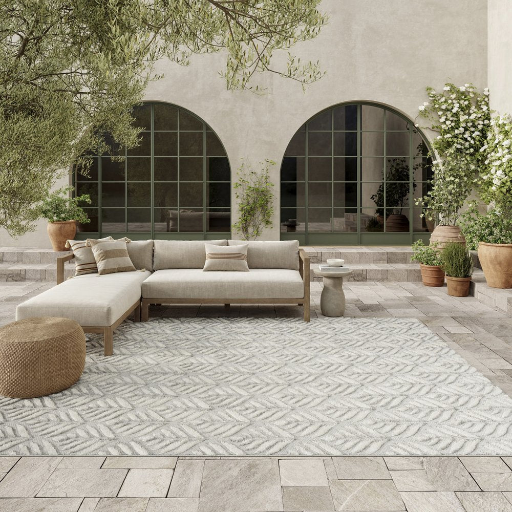 9' X 12' Grey Floral Stain Resistant Non Skid Area Rug