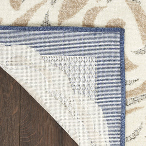 5' X 8' Blue And Grey Floral Stain Resistant Non Skid Area Rug