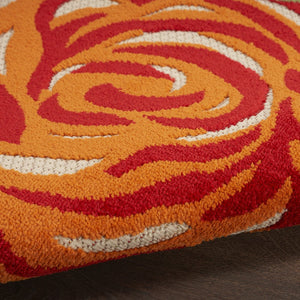 4' X 6' Ivory Blue and Orange Floral Non Skid Indoor Outdoor Area Rug
