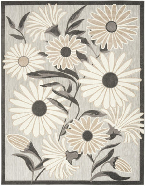 7' X 10' Beige Floral Non Skid Indoor Outdoor Area Rug