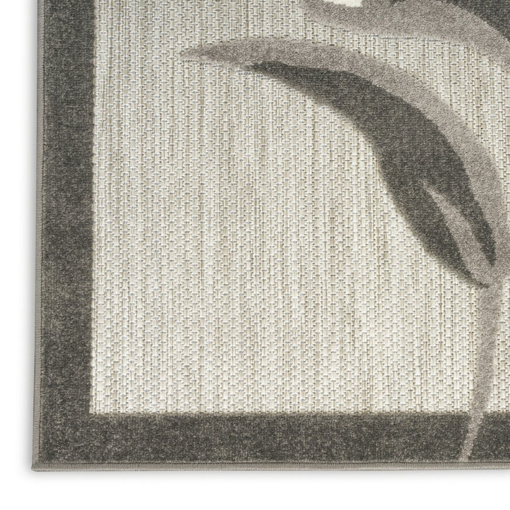 8' X 11' Beige Floral Non Skid Indoor Outdoor Area Rug