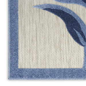 6' X 9' Blue And Grey Floral Stain Resistant Non Skid Area Rug