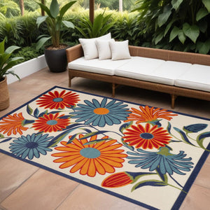 6' X 9' Multicolor Floral Stain Resistant Non Skid Area Rug