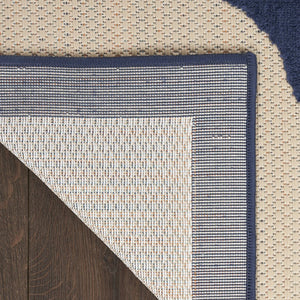 4' X 6' Ivory Blue and Orange Floral Non Skid Indoor Outdoor Area Rug