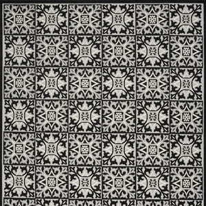 7' X 10' Black And White Fleur De Lis Stain Resistant Non Skid Area Rug