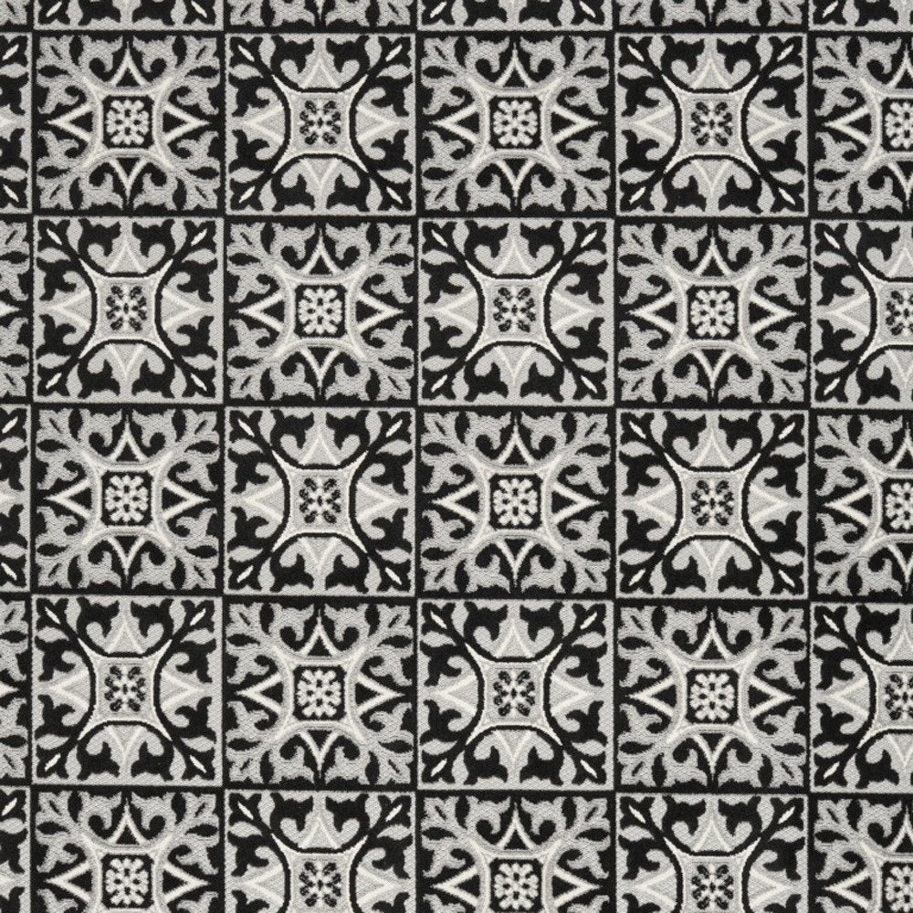8' X 11' Black and White Geometric Non Skid Indoor Outdoor Area Rug