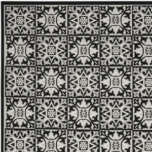 8' X 11' Black and White Geometric Non Skid Indoor Outdoor Area Rug