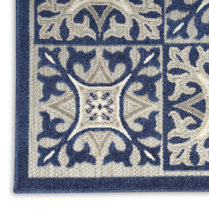 7' X 10' Blue Fleur De Lis Stain Resistant Non Skid Area Rug