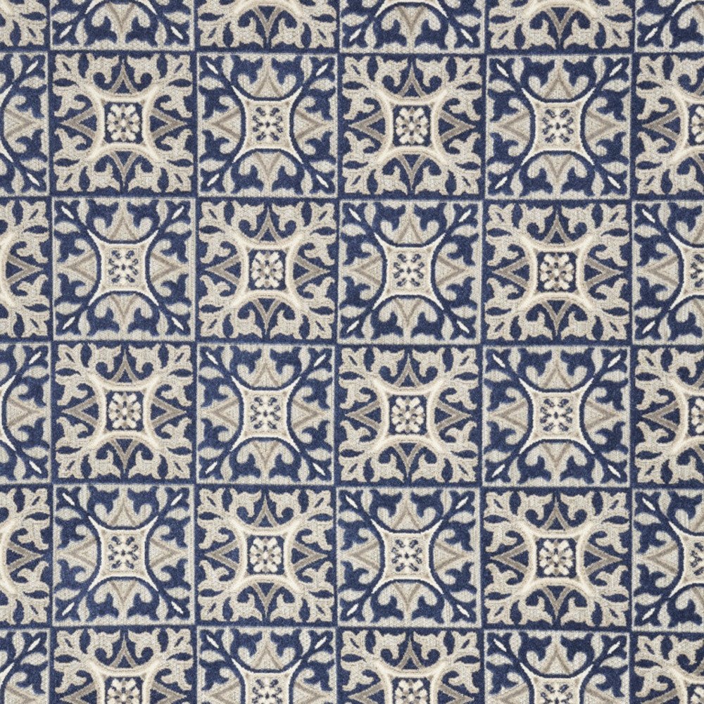 8' X 11' Blue Geometric Non Skid Indoor Outdoor Area Rug