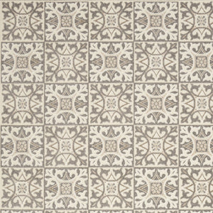 6' X 9' Ivory And Grey Fleur De Lis Stain Resistant Non Skid Area Rug