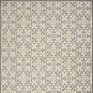 7' X 10' Ivory And Grey Fleur De Lis Stain Resistant Non Skid Area Rug