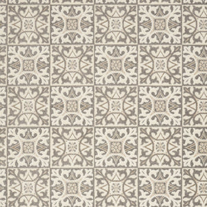 4' X 6' Ivory And Grey Fleur De Lis Stain Resistant Non Skid Area Rug