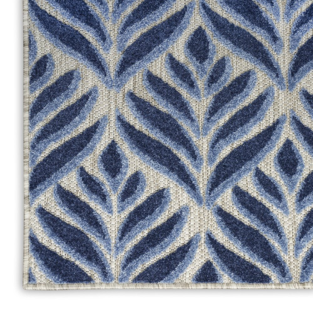 4' X 6' Blue Floral Stain Resistant Non Skid Area Rug