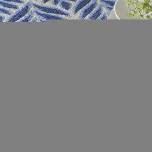 4' X 6' Blue Floral Stain Resistant Non Skid Area Rug