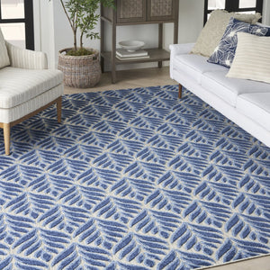 5' X 8' Blue Floral Stain Resistant Non Skid Area Rug