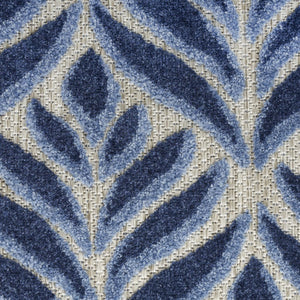 8' X 11' Blue Floral Non Skid Indoor Outdoor Area Rug