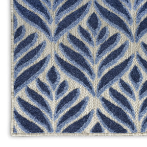 8' X 11' Blue Floral Non Skid Indoor Outdoor Area Rug