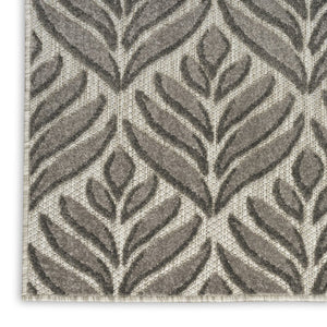 8' X 11' Charcoal Floral Non Skid Indoor Outdoor Area Rug