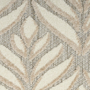 4' X 6' Ivory And Grey Floral Stain Resistant Non Skid Area Rug
