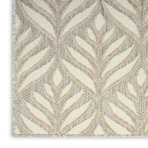 8' X 11' Ivory and Gray Floral Non Skid Indoor Outdoor Area Rug