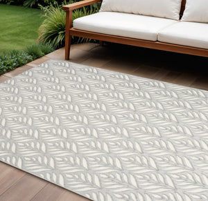 7' X 10' Grey Floral Stain Resistant Non Skid Area Rug