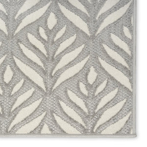 7' X 10' Grey Floral Stain Resistant Non Skid Area Rug