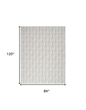 7' X 10' Grey Floral Stain Resistant Non Skid Area Rug