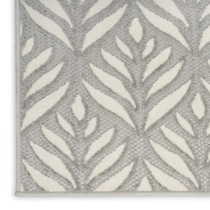7' X 10' Grey Floral Stain Resistant Non Skid Area Rug