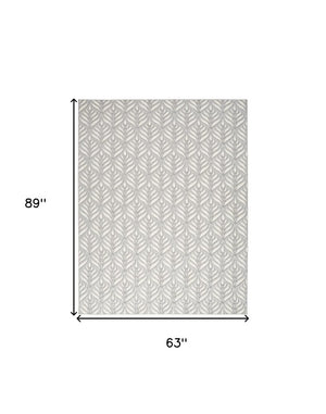 5' X 8' Grey Floral Stain Resistant Non Skid Area Rug